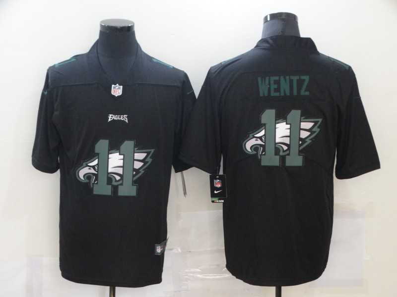 Nike Eagles 11 Carson Wentz Black Shadow Logo Limited Jersey Dzhi,We sell and wholesale Nike Eagles 11 Carson Wentz Black Shadow Logo Limited Jersey Dzhi on line form chian!